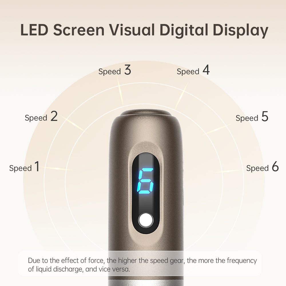 Paparan digital Hydra Pen H3 dengan enam kelajuan motor boleh pilih